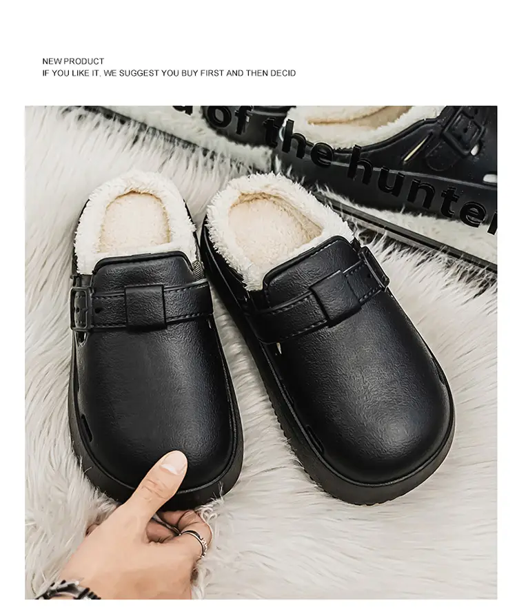 Men's Waterproof Fleece Lined Slippers Brown — feature 24