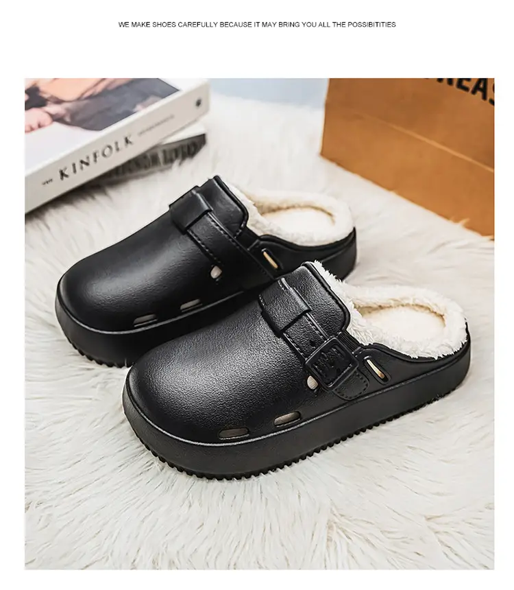 Men's Waterproof Fleece Lined Slippers Brown — feature 25