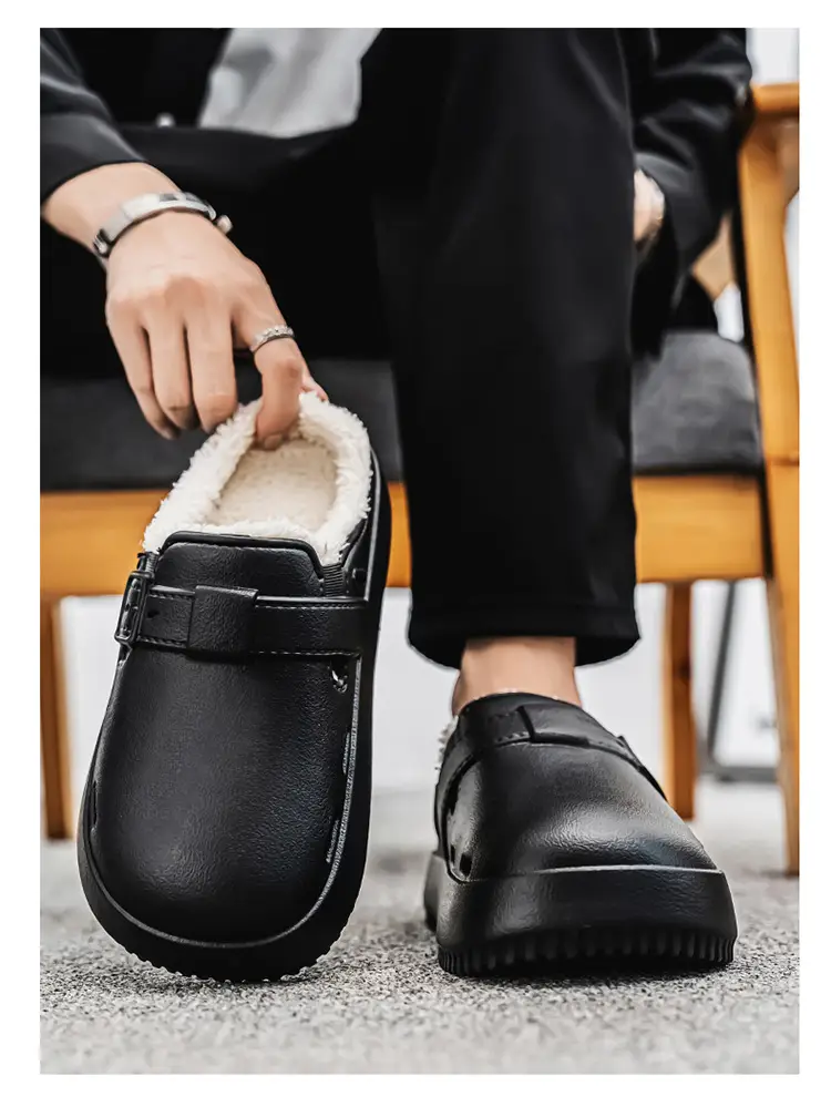 Men's Waterproof Fleece Lined Slippers Brown — feature 27
