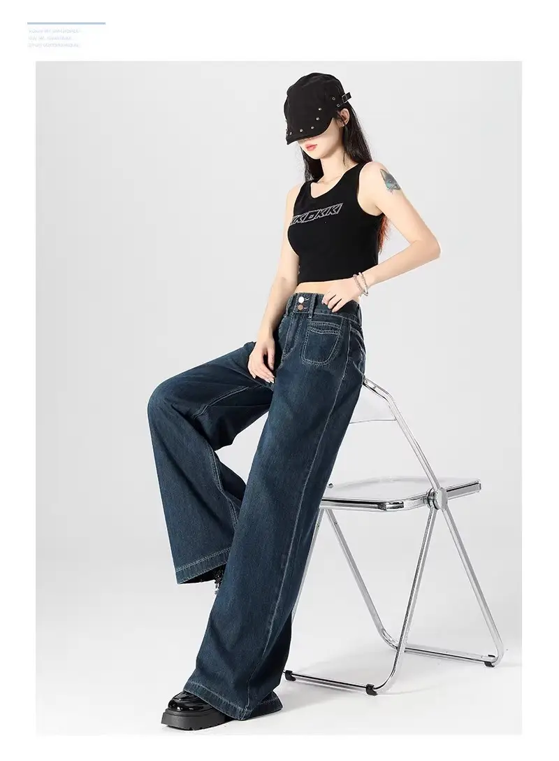 Wholesale Dark Blue Wide Leg Pants for Women — feature 11