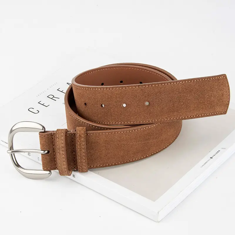 Retro Women's Frosted Leather Belt Coffee Color