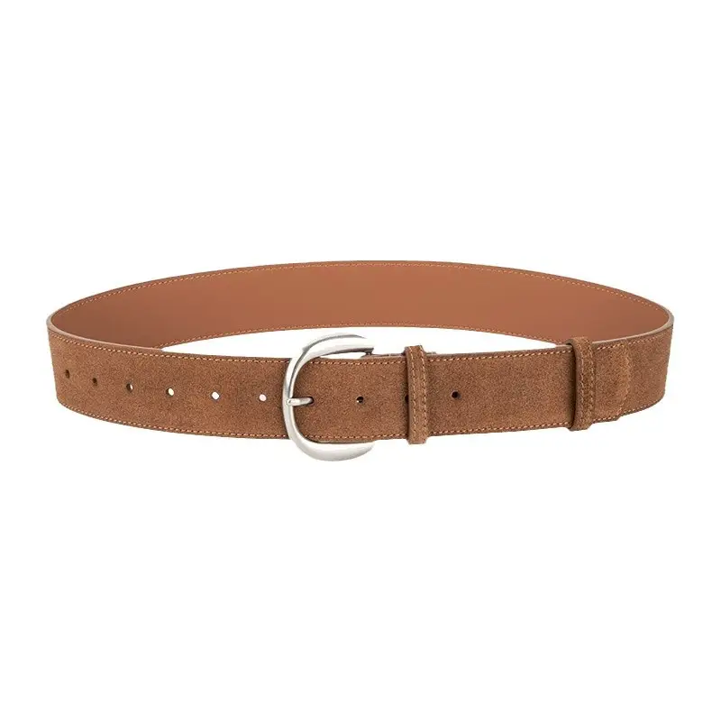 Retro Women's Frosted Leather Belt Coffee Color