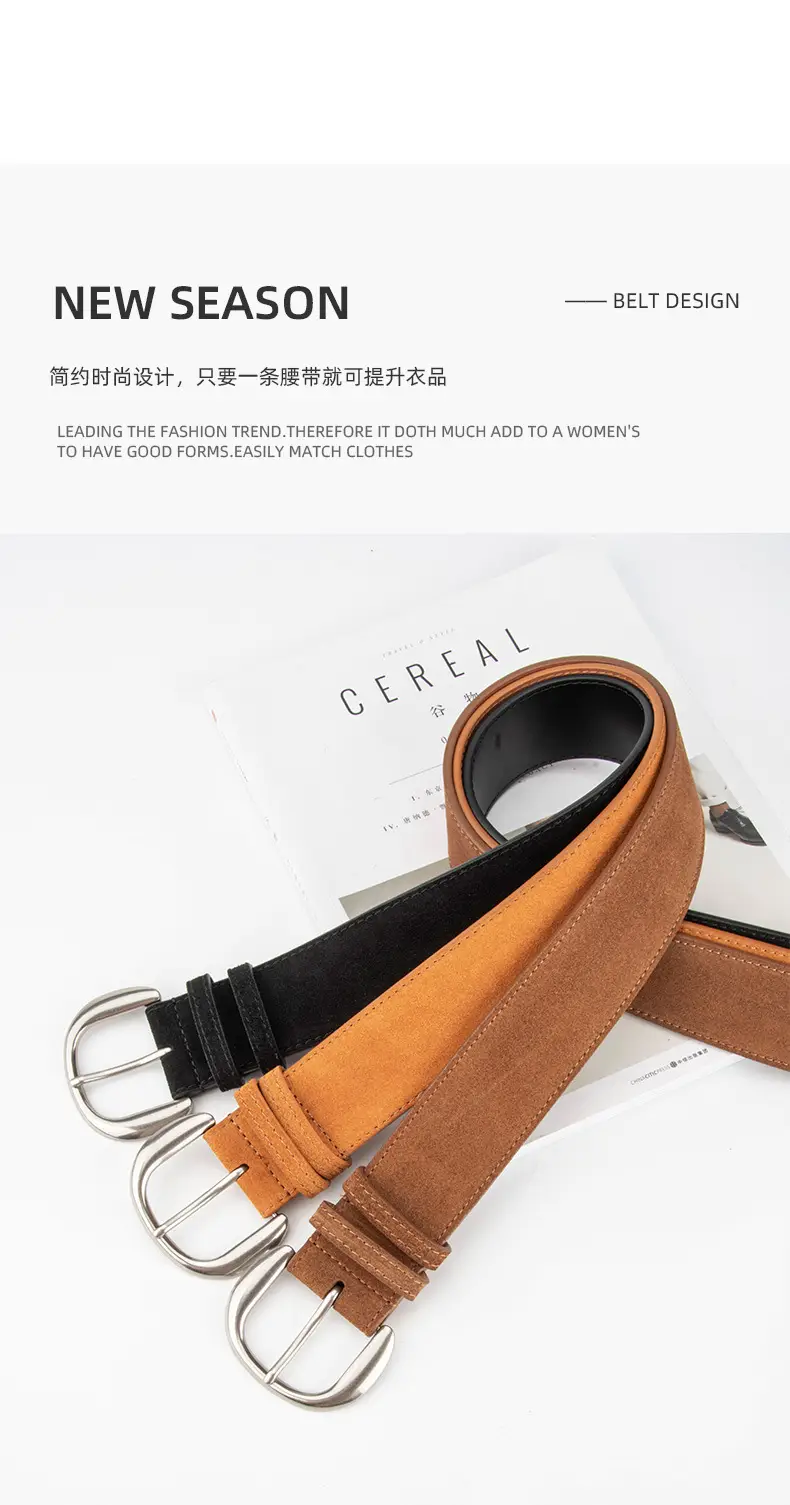 Retro Women's Frosted Leather Belt Coffee Color — feature 4