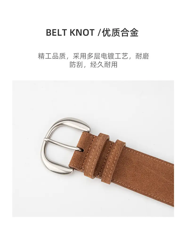 Retro Women's Frosted Leather Belt Coffee Color — feature 6