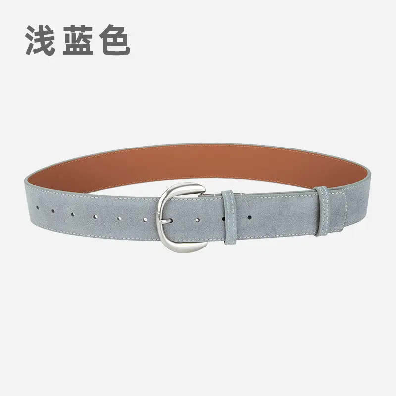 Retro Women's Frosted Leather Belt Coffee Color