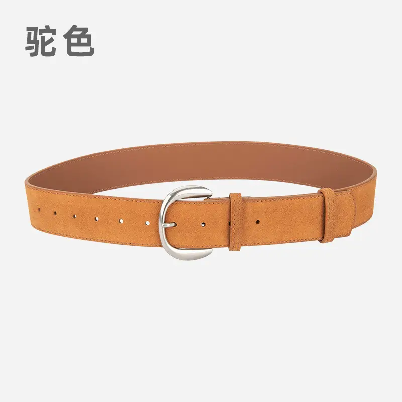 Retro Women's Frosted Leather Belt Coffee Color