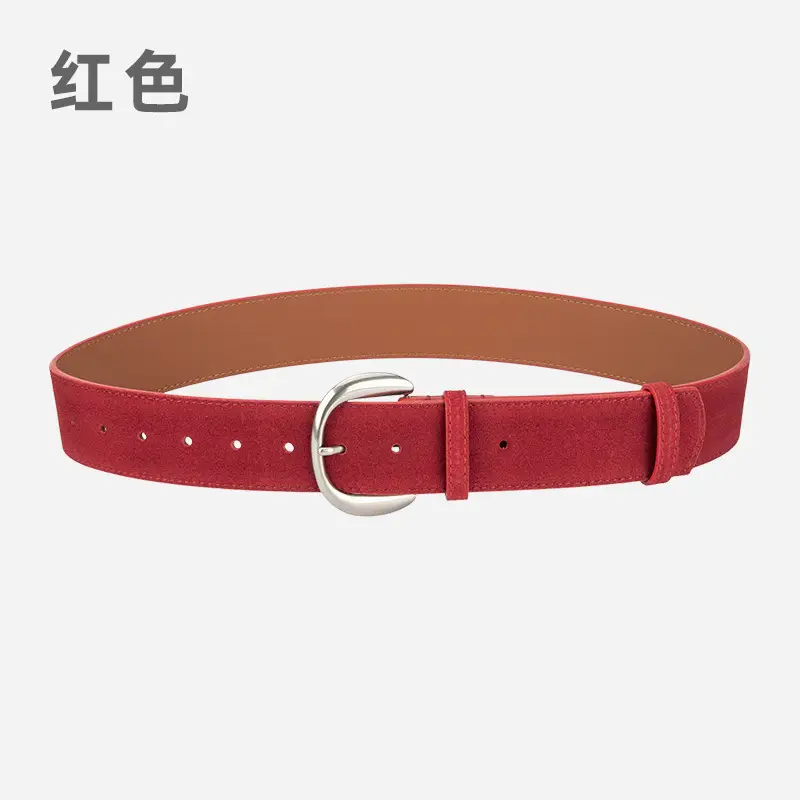 Retro Women's Frosted Leather Belt Coffee Color
