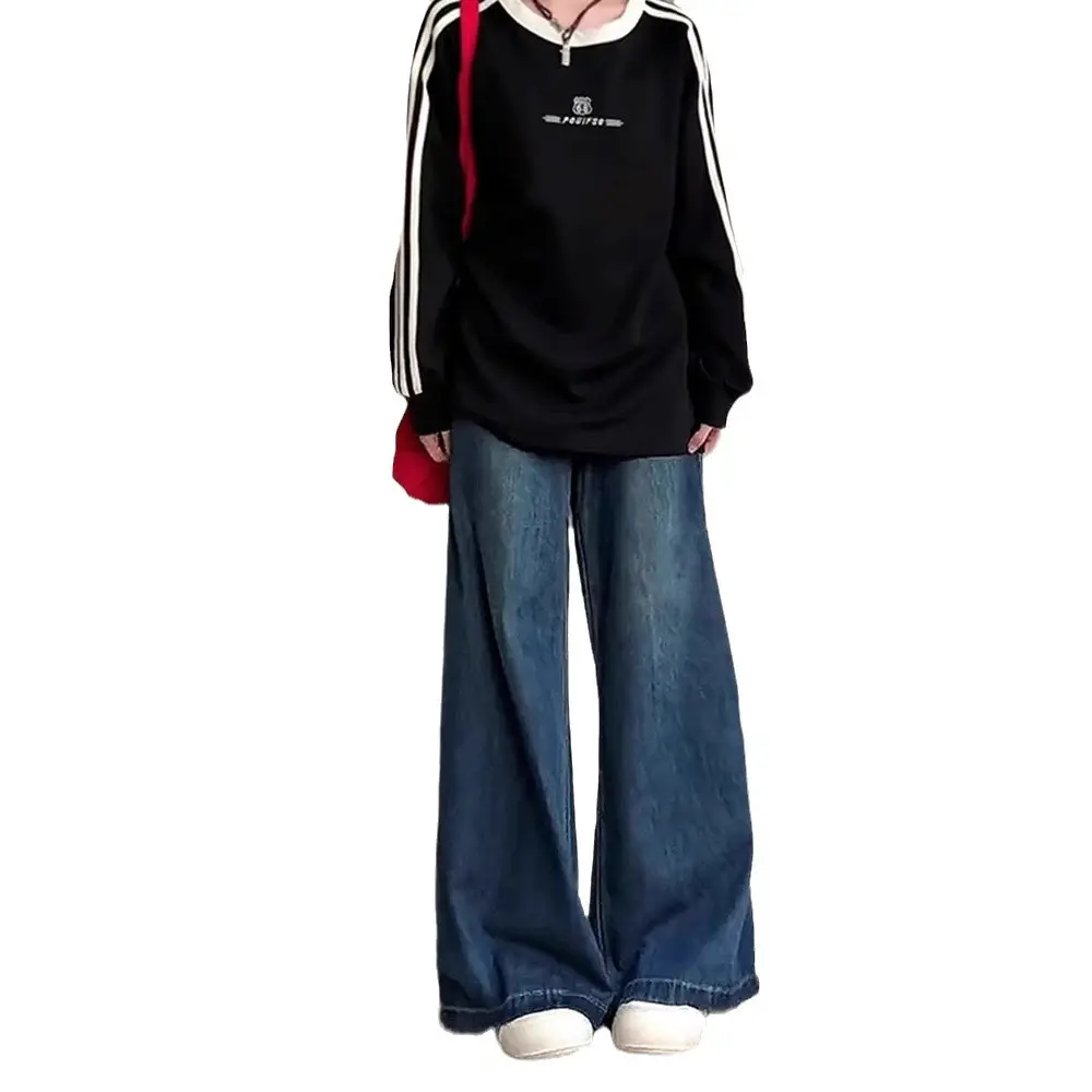 Women's Dark Blue Wide Leg Jeans Pear Shaped Body