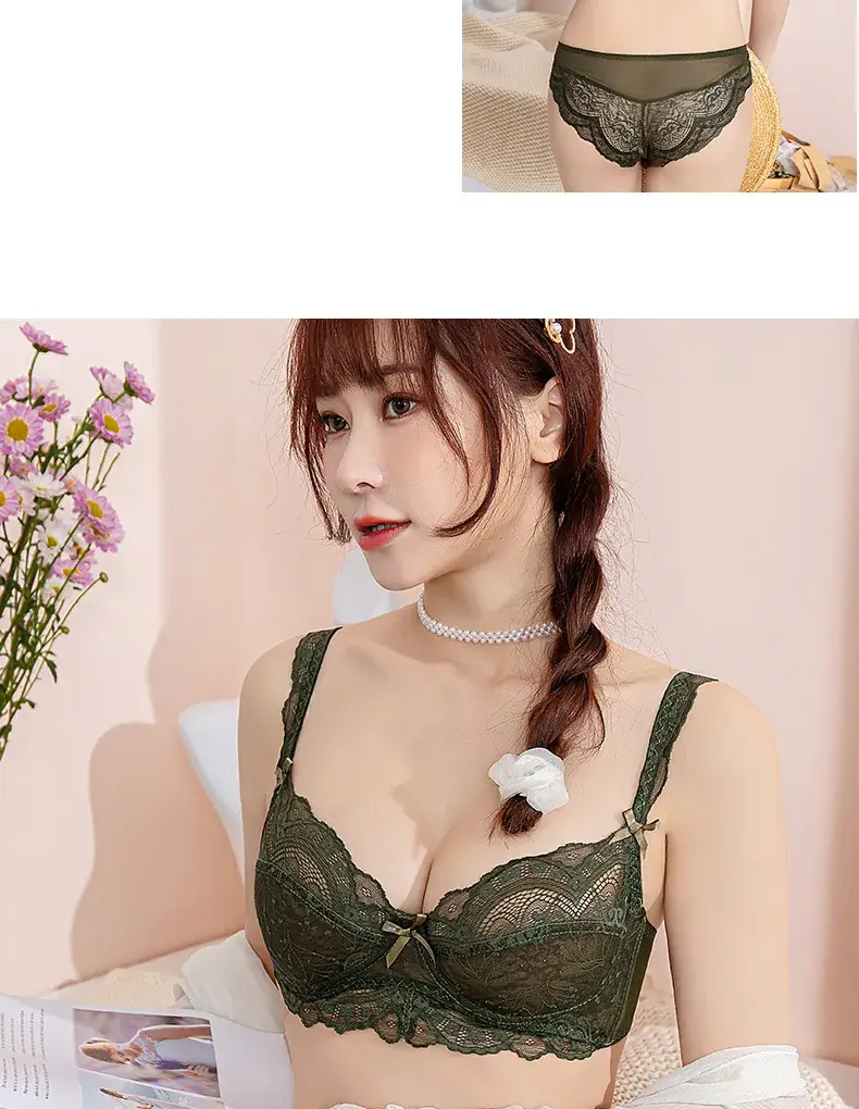 Plus Size Lace Underwear Set Red Green Black — feature 5