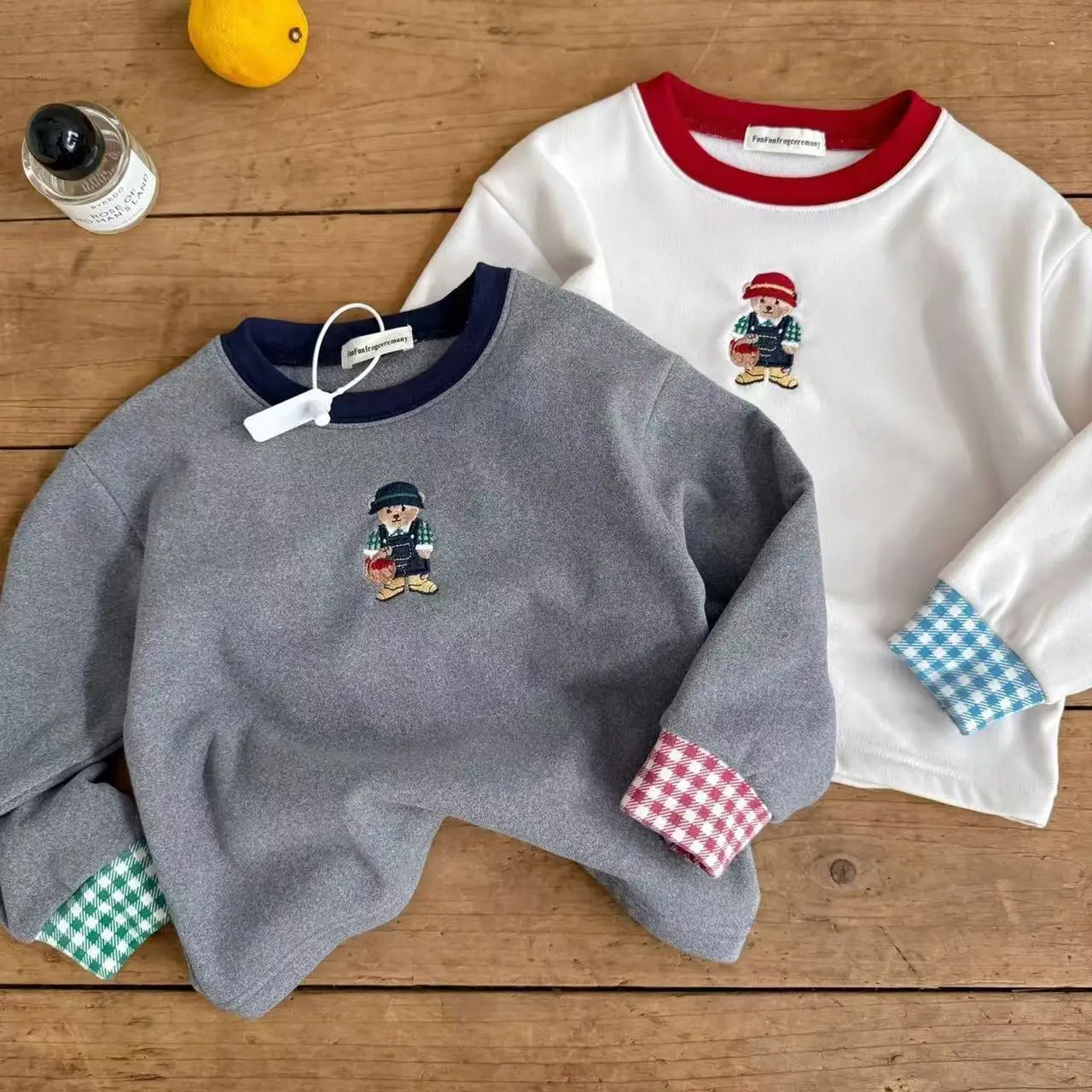 New Kids Winter Base T-Shirt Bear Embroidered Long Sleeve — feature 1