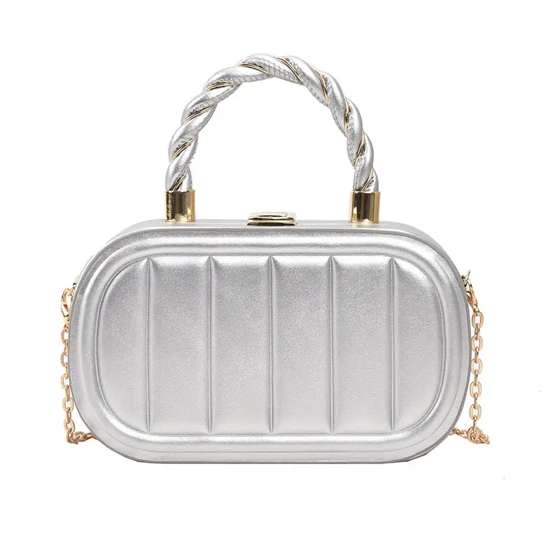 Women's Beige Chain Shoulder Bag with Braided Handle - Image 13