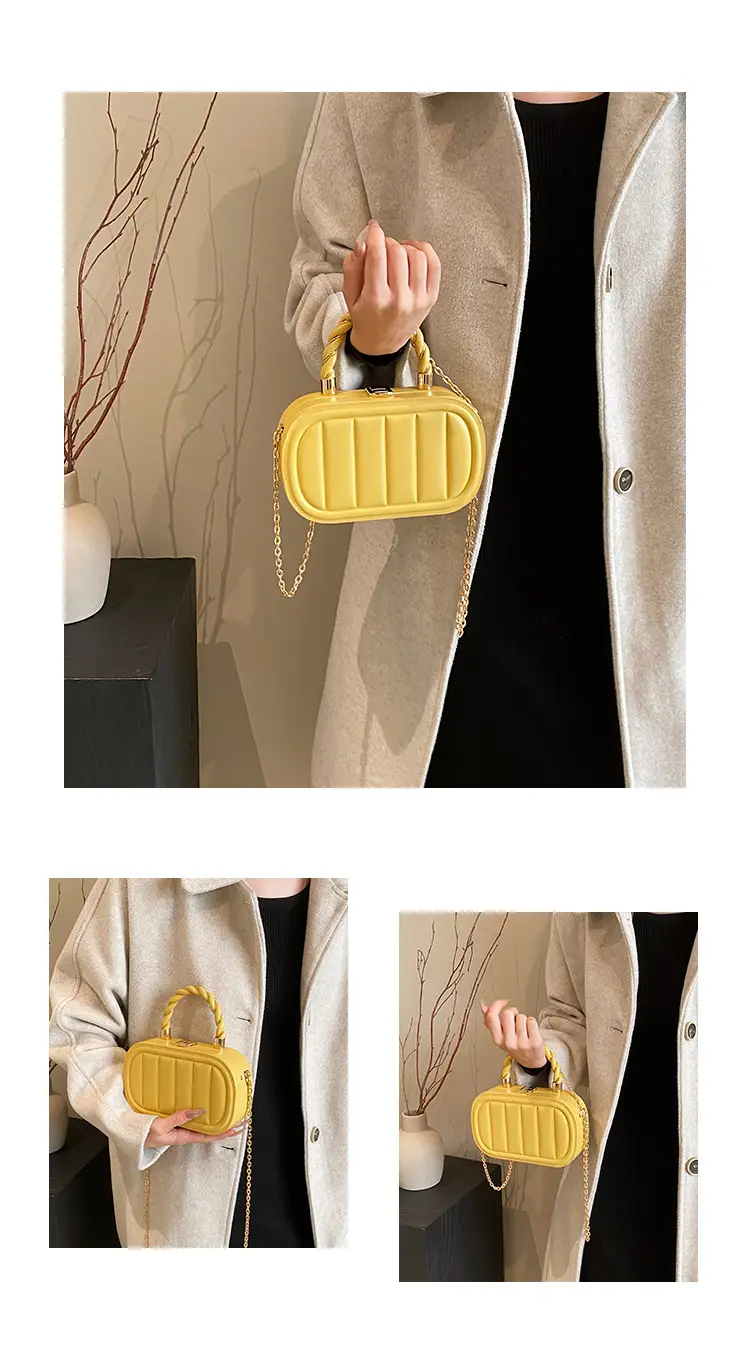 Women's Beige Chain Shoulder Bag with Braided Handle — feature 10