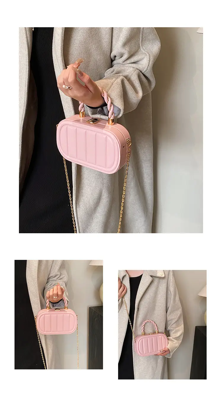 Women's Beige Chain Shoulder Bag with Braided Handle — feature 11