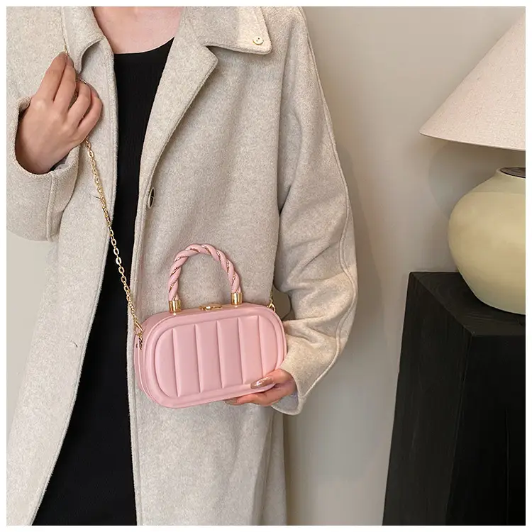 Women's Beige Chain Shoulder Bag with Braided Handle — feature 22