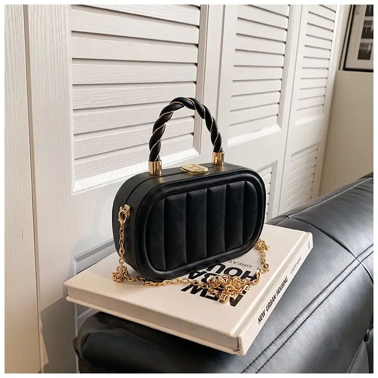 Women's Beige Chain Shoulder Bag with Braided Handle — feature 29