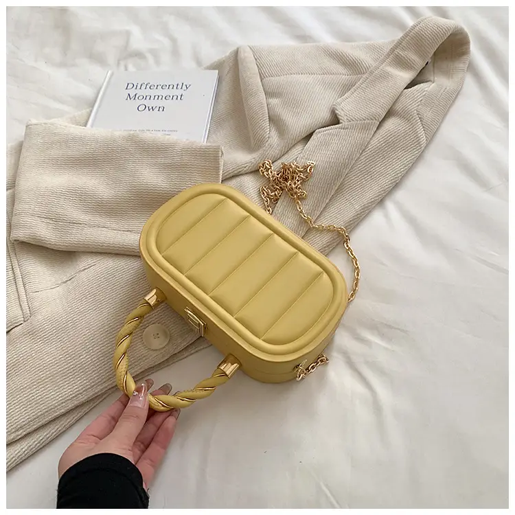 Women's Beige Chain Shoulder Bag with Braided Handle — feature 38