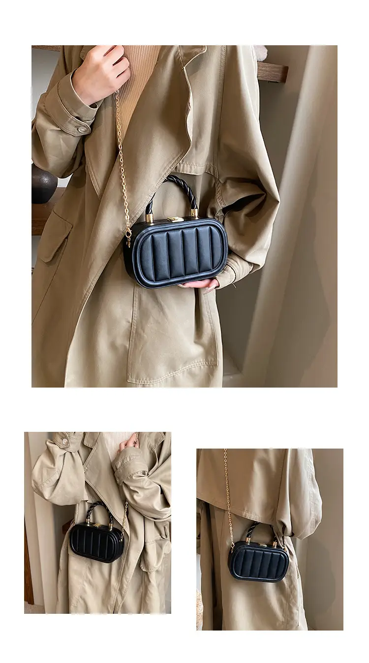 Women's Beige Chain Shoulder Bag with Braided Handle — feature 5