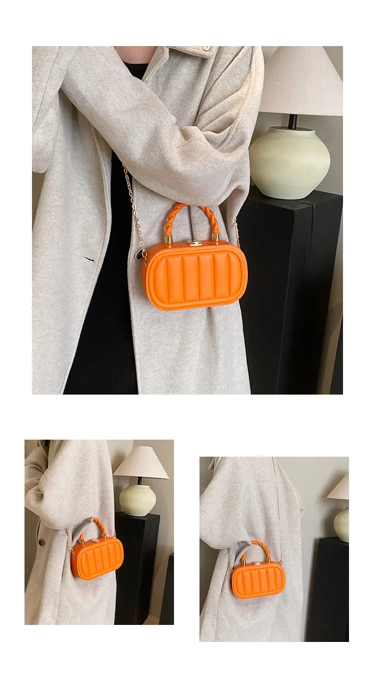Women's Beige Chain Shoulder Bag with Braided Handle — feature 8