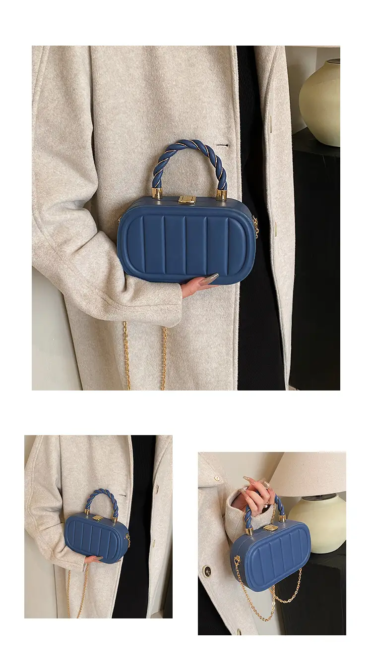 Women's Beige Chain Shoulder Bag with Braided Handle — feature 9