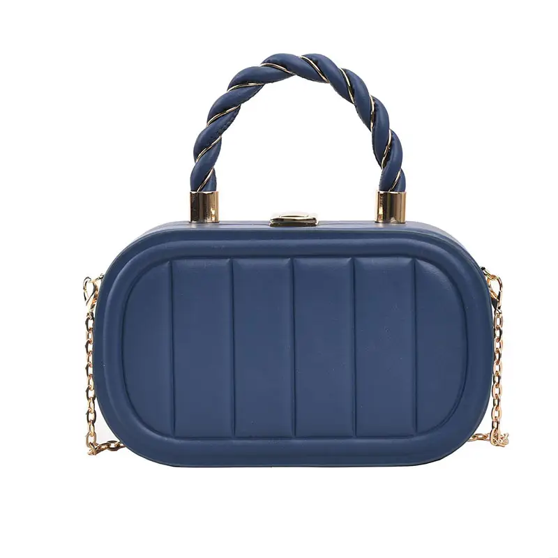 Women's Beige Chain Shoulder Bag with Braided Handle - Image 2
