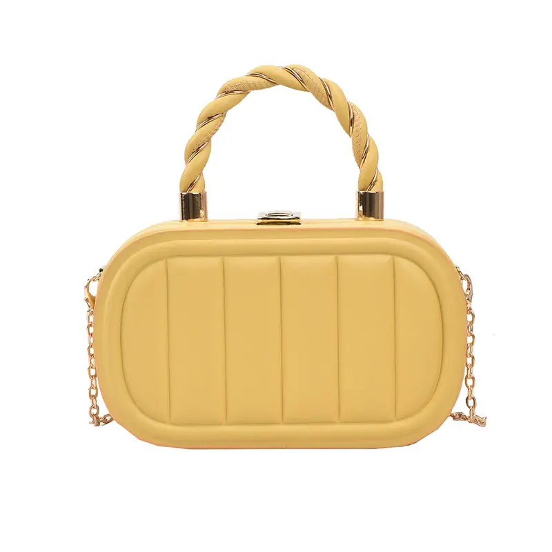 Women's Beige Chain Shoulder Bag with Braided Handle - Image 5