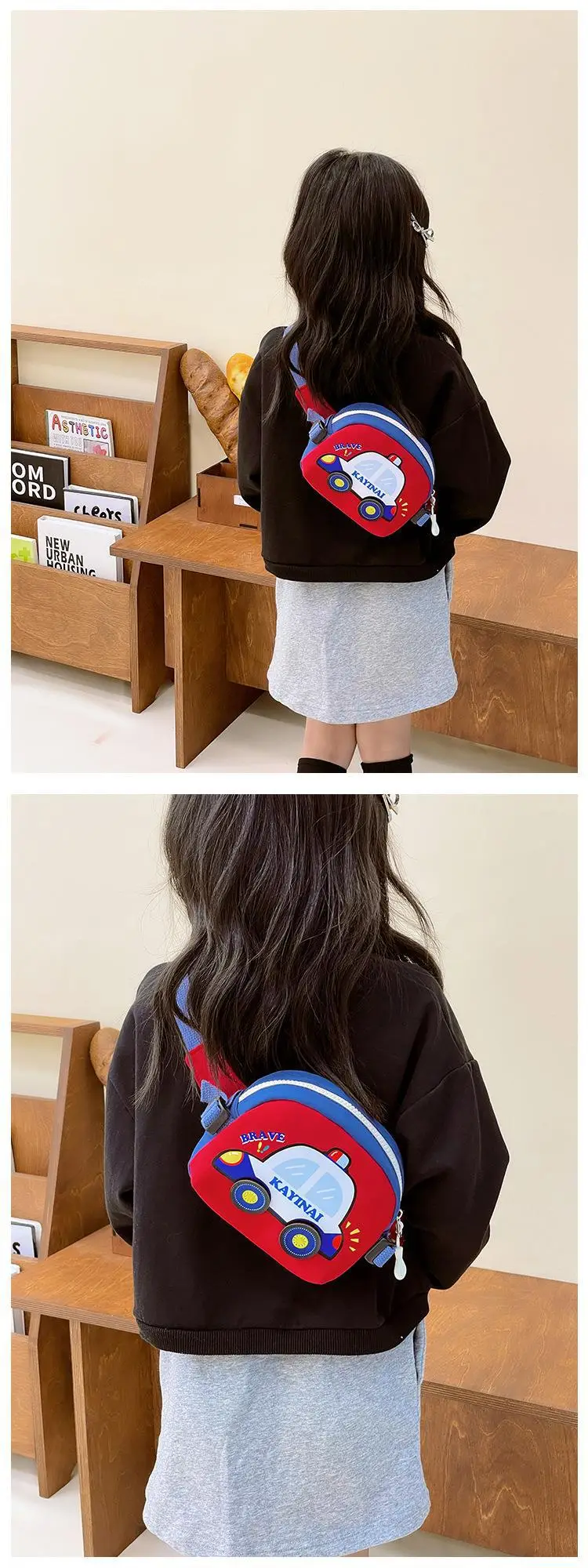 Kids Cartoon Car Crossbody Bag Blue Kid Friendly — feature 10