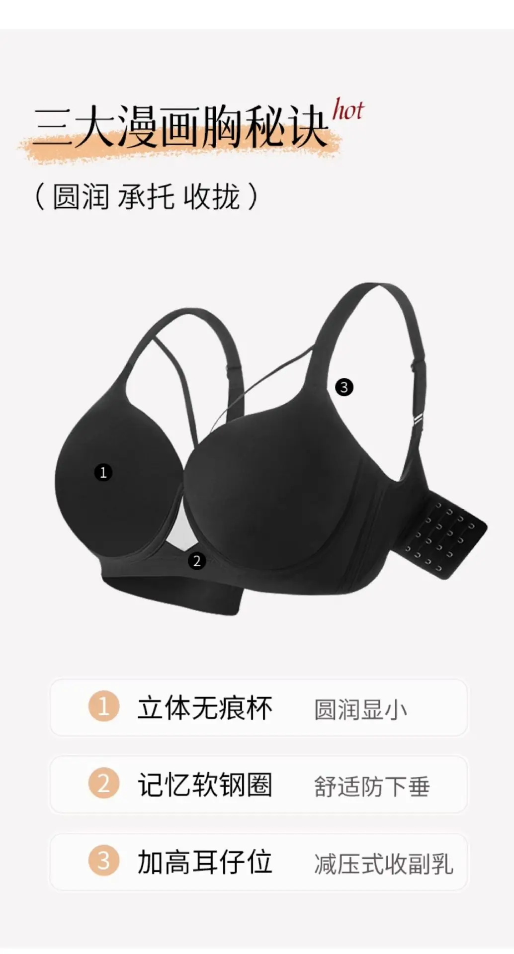 Cross-border plus size mm Traceless Underwear Women's Big Chest Large Gather-up Parammary Upper-support Thin Sexy Bra — feature 5
