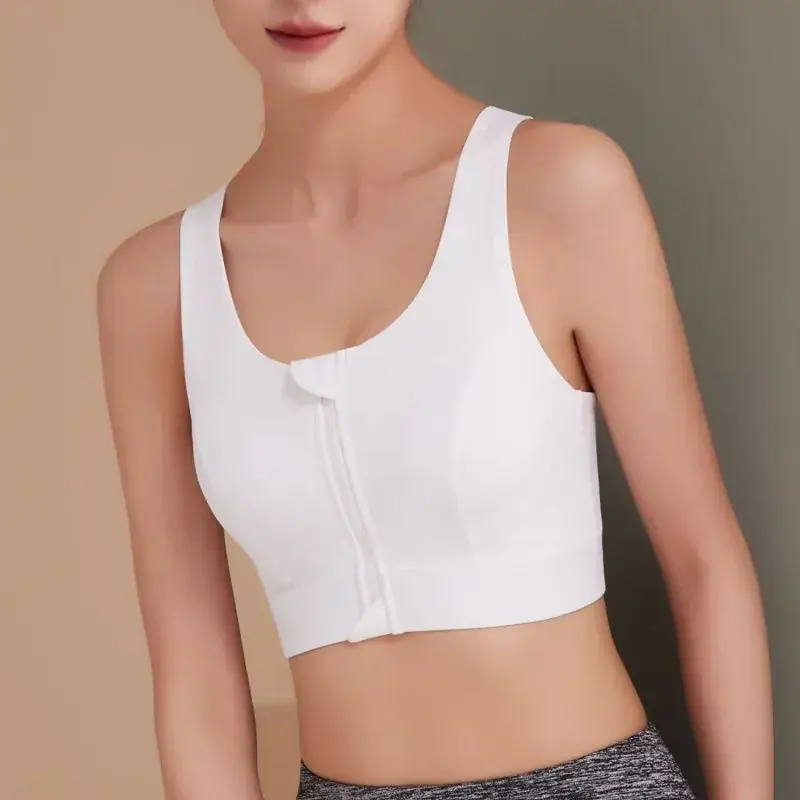 Black Front Zipper Sports Bra with Shockproof High Strength Support - Image 9