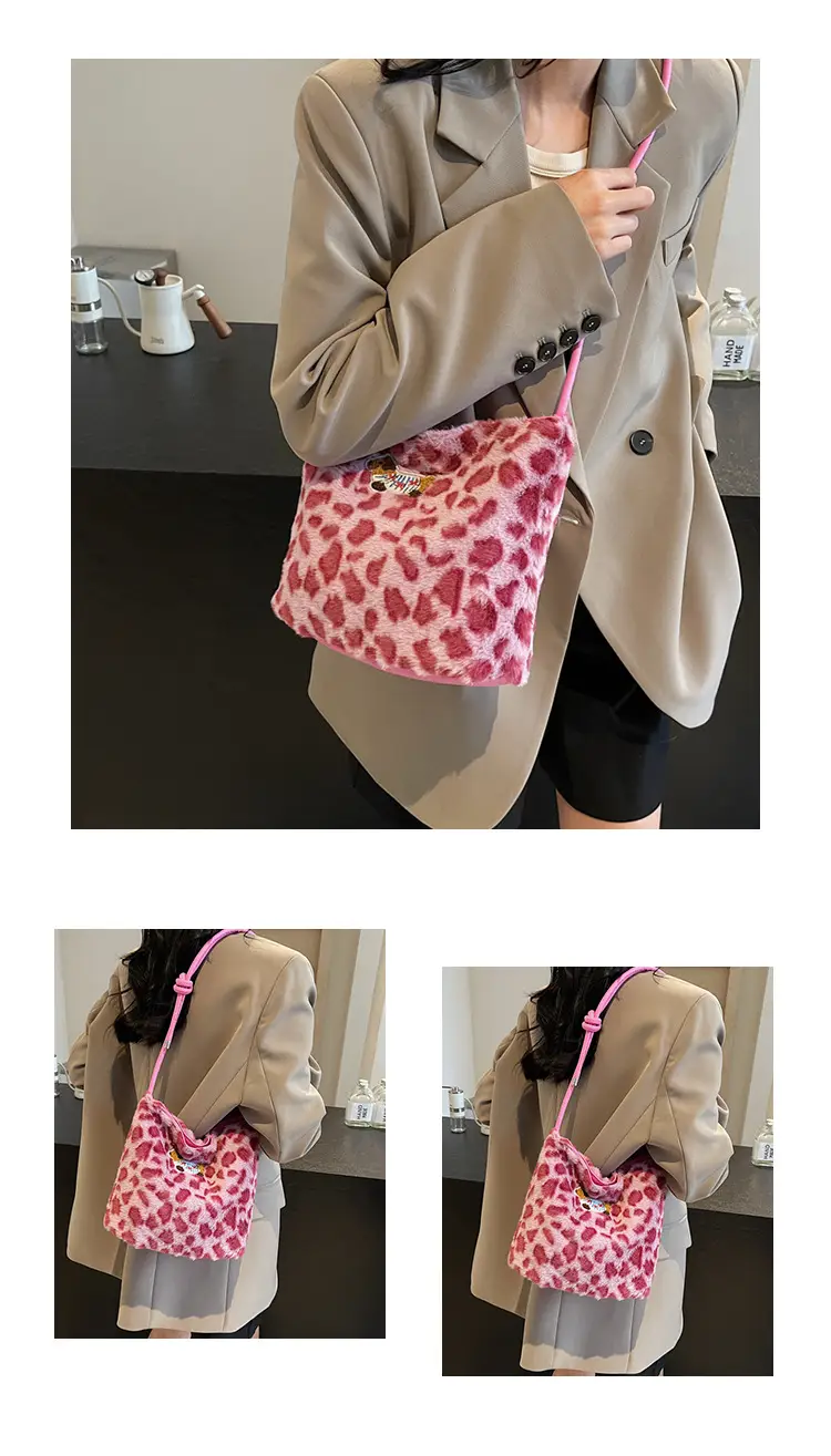 Pink Leopard Print Crossbody Bag for Women — feature 24