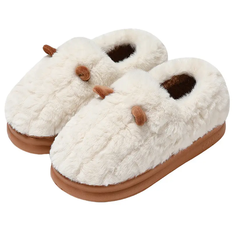 Winter Plush Cotton Sippers Green Women Winter Warm Non-Slip Home - Image 10