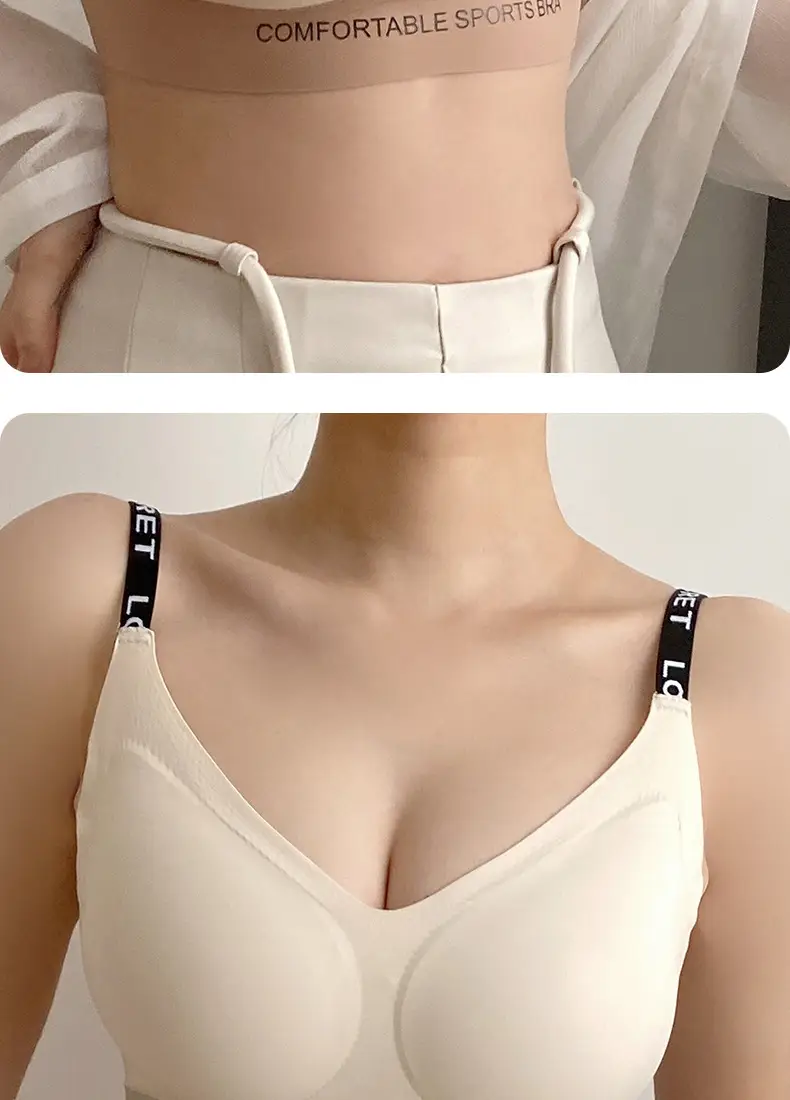 Women's Letter Contrast Cup Underwear Soft Push Up — feature 15