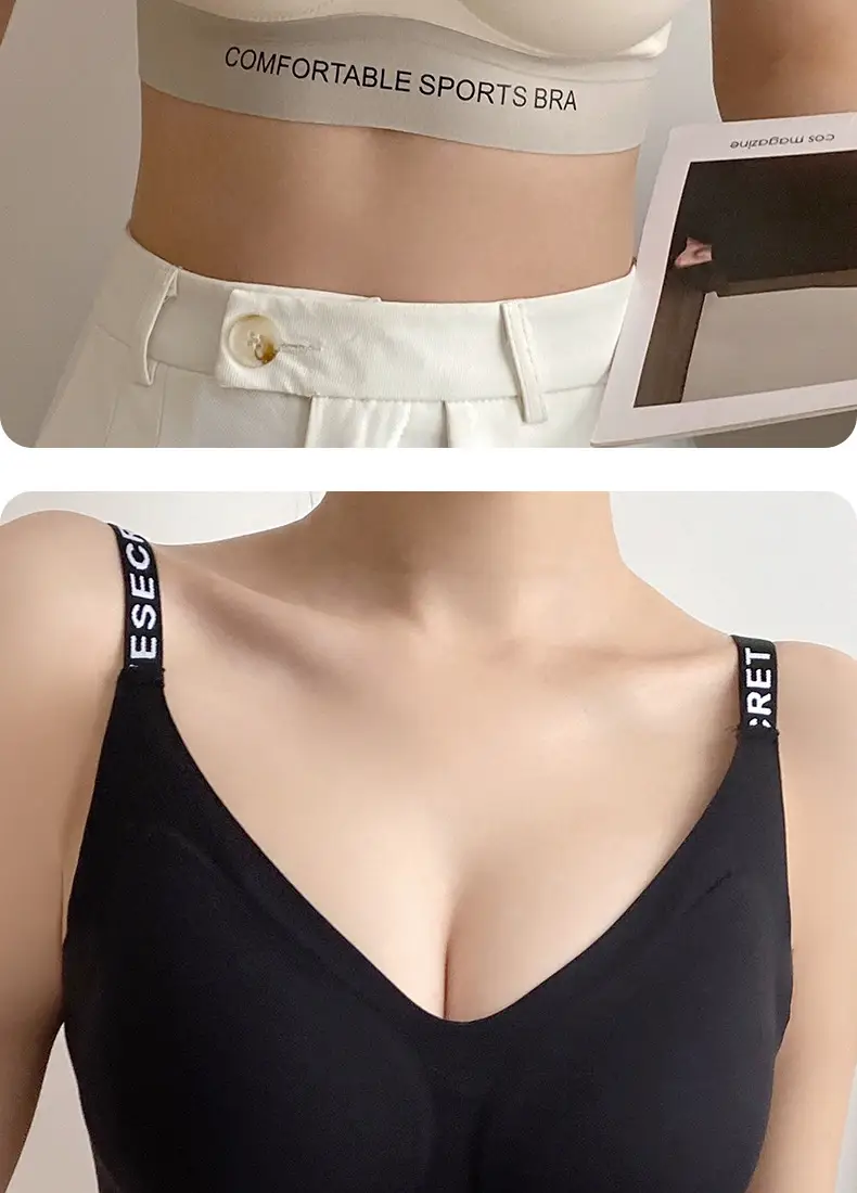 Women's Letter Contrast Cup Underwear Soft Push Up — feature 16