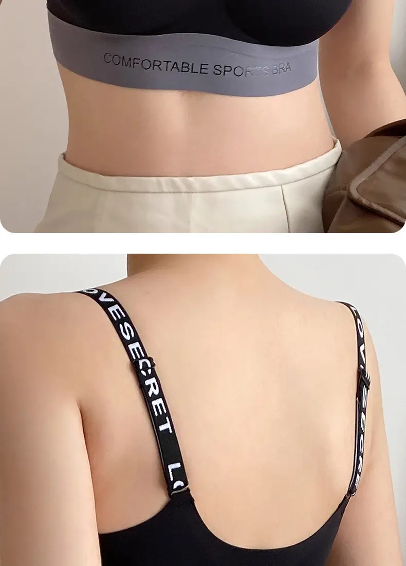 Women's Letter Contrast Cup Underwear Soft Push Up — feature 17