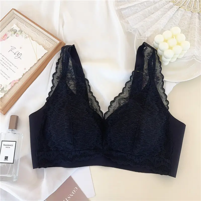 Black Lace Non-Steel Ring Anti-Sagging Bra — feature 14