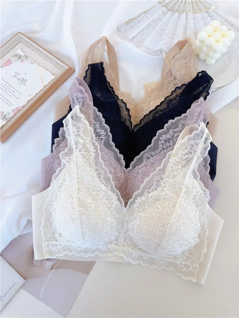 Black Lace Non-Steel Ring Anti-Sagging Bra — feature 6