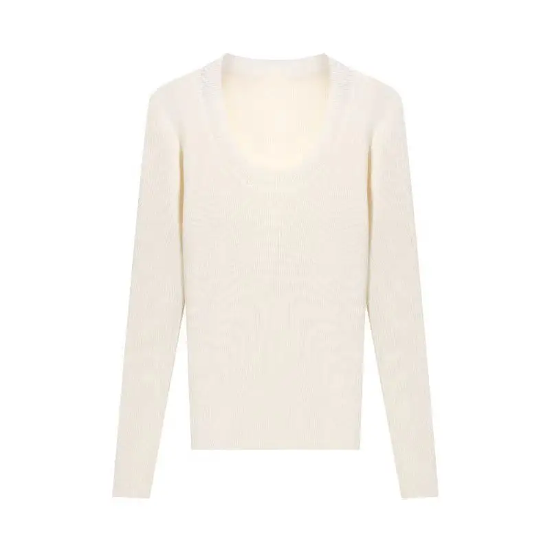 Black U-neck Sweater Women's Autumn and Winter High-end Soft Waxy Inner Sweater Base Shirt Slim-fit Slimming Elegant Top