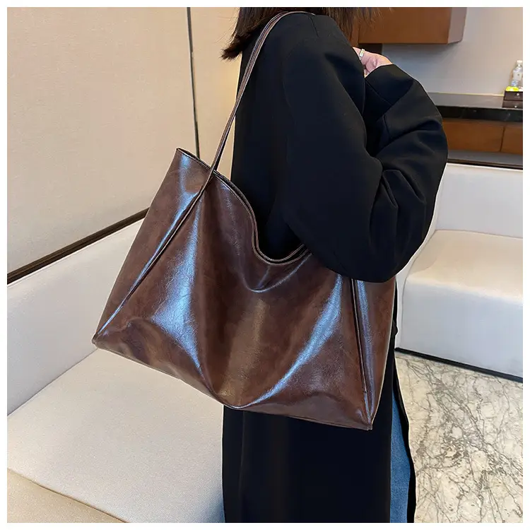 Women's Black Leather Shoulder Tote Bag Large Capacity — feature 12