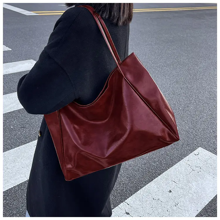 Women's Black Leather Shoulder Tote Bag Large Capacity — feature 24
