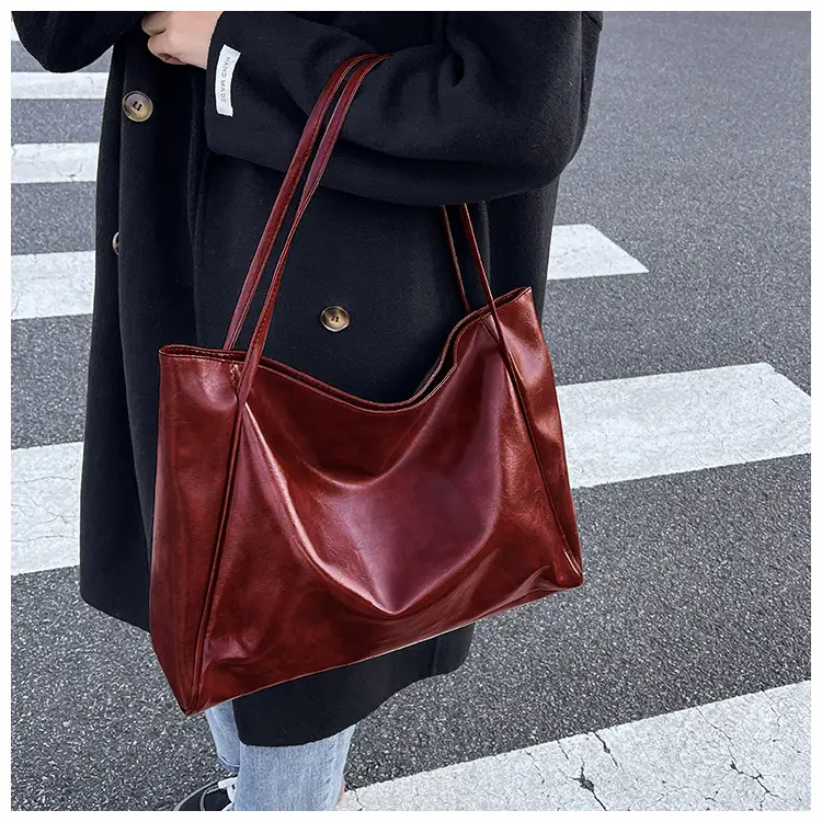 Women's Black Leather Shoulder Tote Bag Large Capacity — feature 26