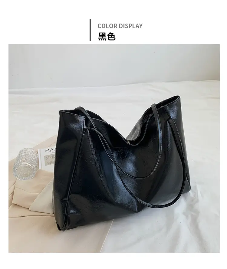 Women's Black Leather Shoulder Tote Bag Large Capacity — feature 29