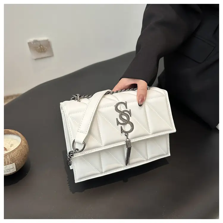 White Square Shoulder Bag for Women 2024 Autumn