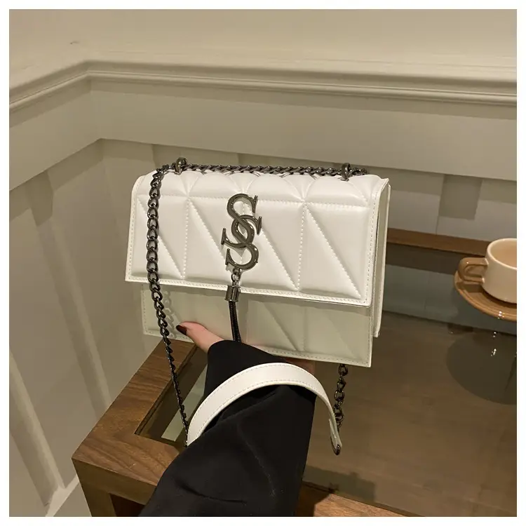 White Square Shoulder Bag for Women 2024 Autumn