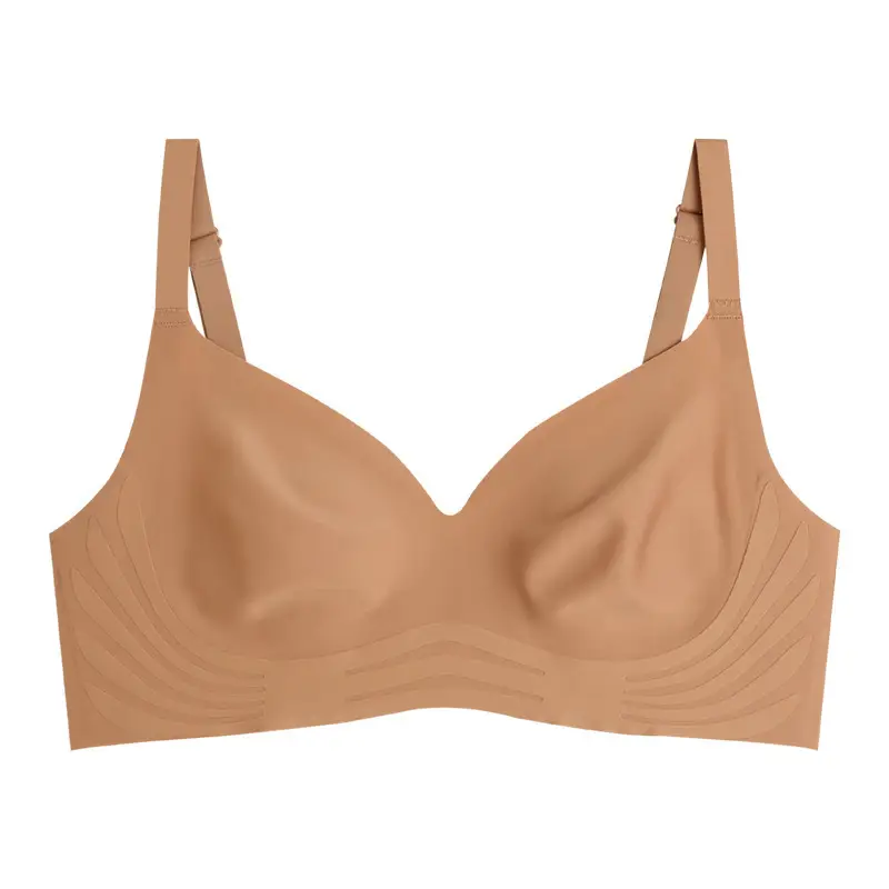 Rabbit Ears Crystal Cup Seamless Steel Ring-free Underwear Women's Big Chest Shiny Summer Thin Breathable Latex Milk Leather Bra