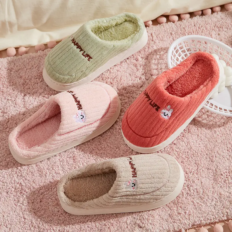 Women Winter Cotton Slippers Brown Non-Slip
