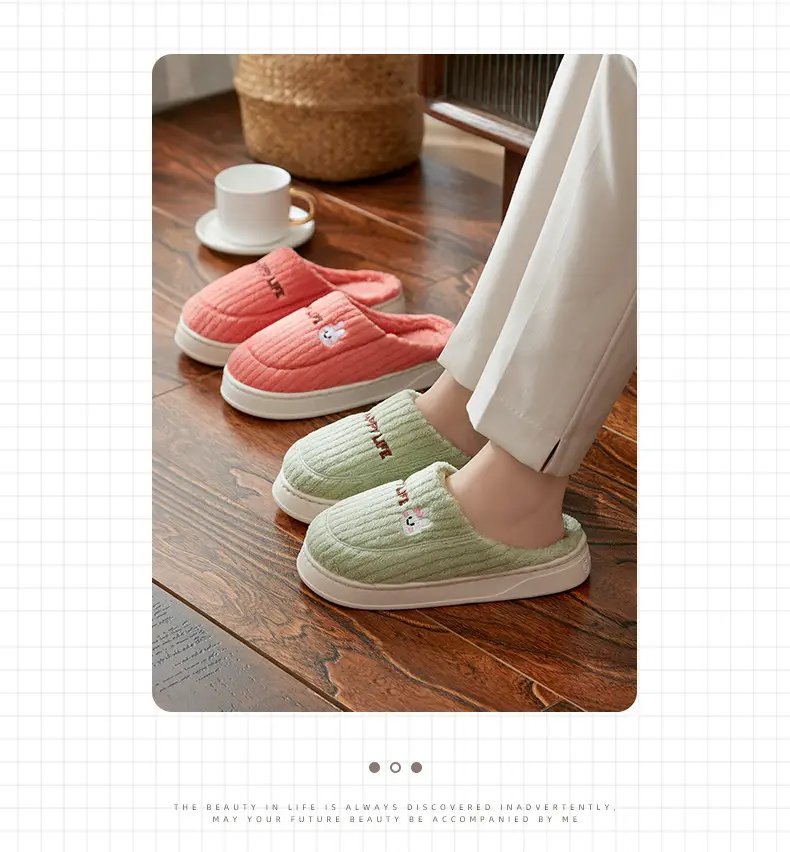 Women Winter Cotton Slippers Brown Non-Slip — feature 18