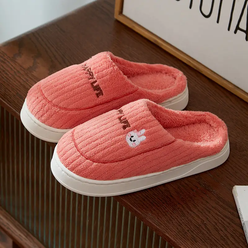 Women Winter Cotton Slippers Brown Non-Slip