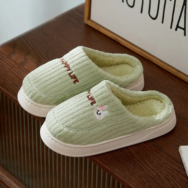 Women Winter Cotton Slippers Brown Non-Slip