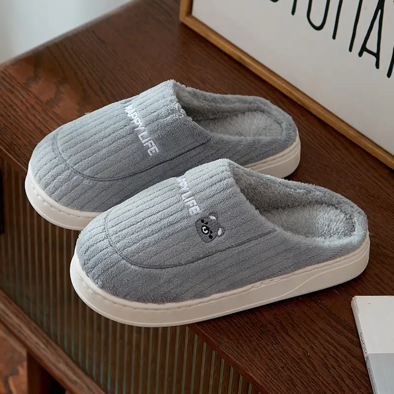 Women Winter Cotton Slippers Brown Non-Slip