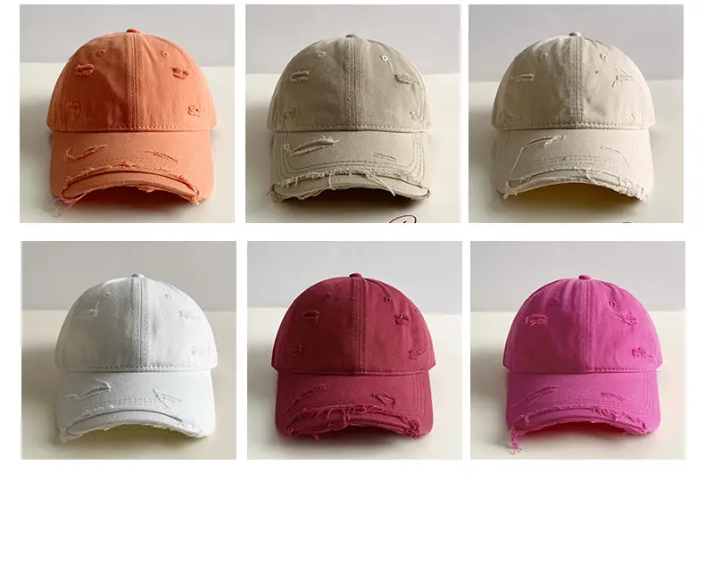 Customized Washed Hole Embroidered Baseball Cap for Men Women — feature 27