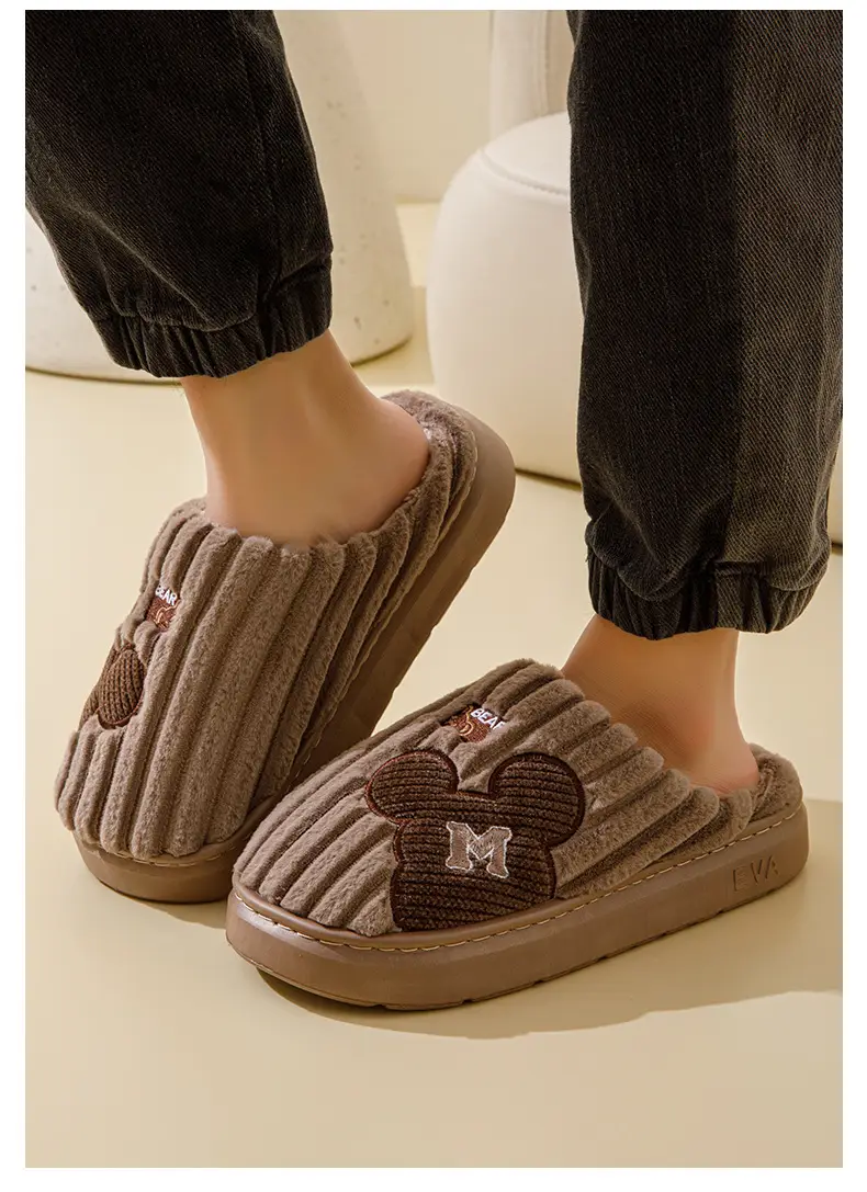 Cotton Slippers Women's Winter 2024 New Indoor Home Home Warm Wool Slippers Men's Household Men's Autumn and Winter — feature 15